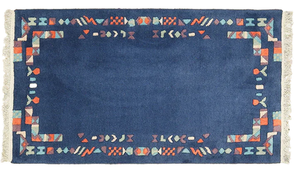 Vloerkleed 'Blauw met figuurtjes'