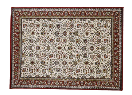 Prachtig Perzisch tapijt met gedetailleerd bloem- en bladmotief in rood, beige en bruintinten