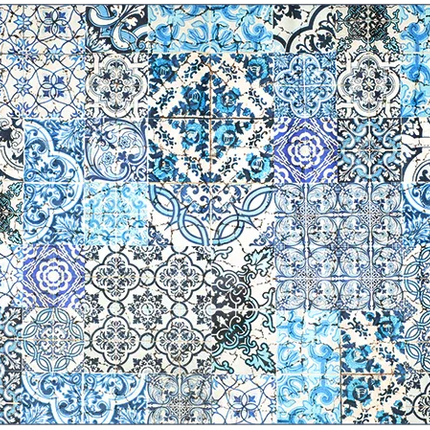 Vloerkleed 'Blauw tegelmotief'