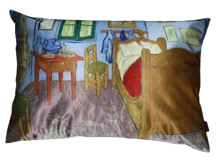 Sierkussen met print van Van Goghs schilderij 'De Slaapkamer' in levendige kleuren