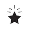 Zwarte vijfpuntige ster met stralen op witte achtergrond, symbool voor uitmuntendheid
