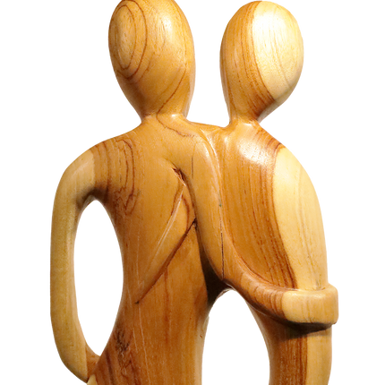 Houten beeld 'Moeder en kind'