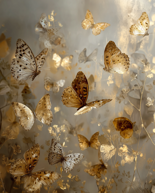 Schilderij 'The golden flowers'