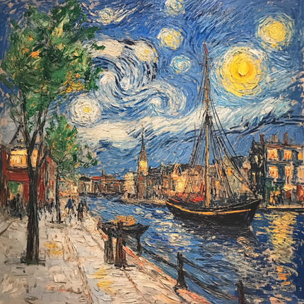 Schilderij 'Avond aan de Gracht'