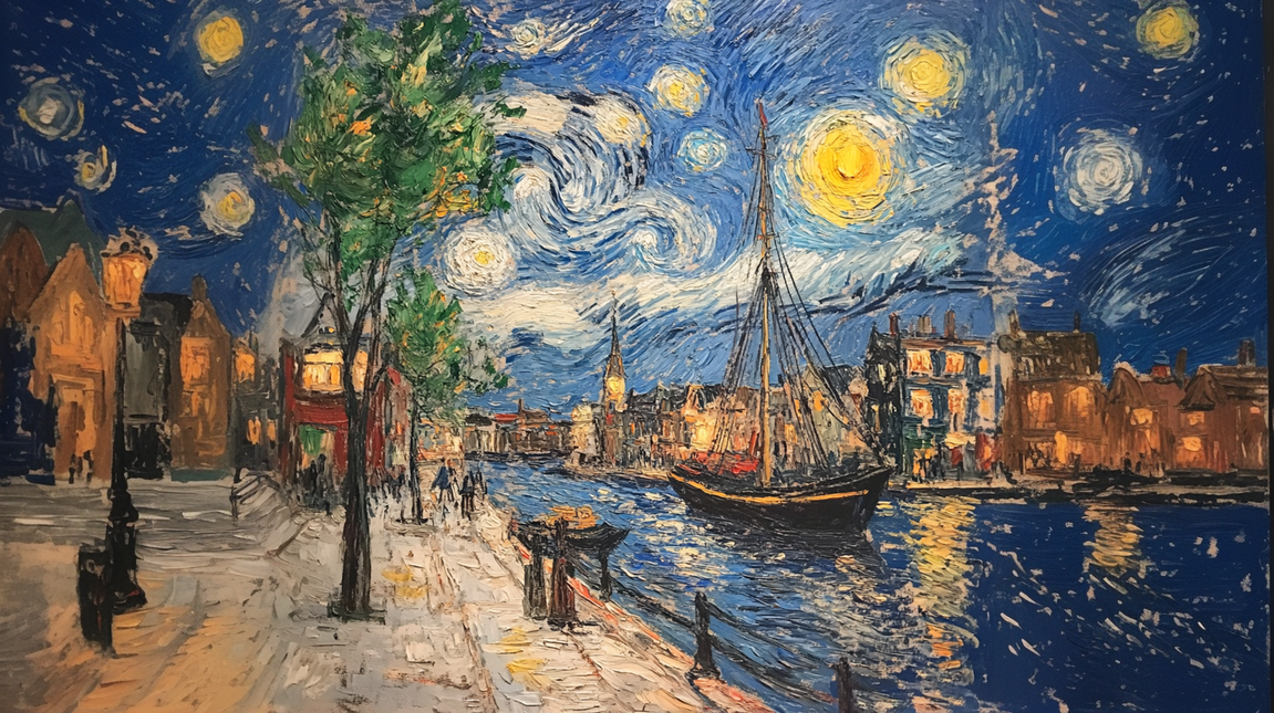 Schilderij 'Avond aan de Gracht'