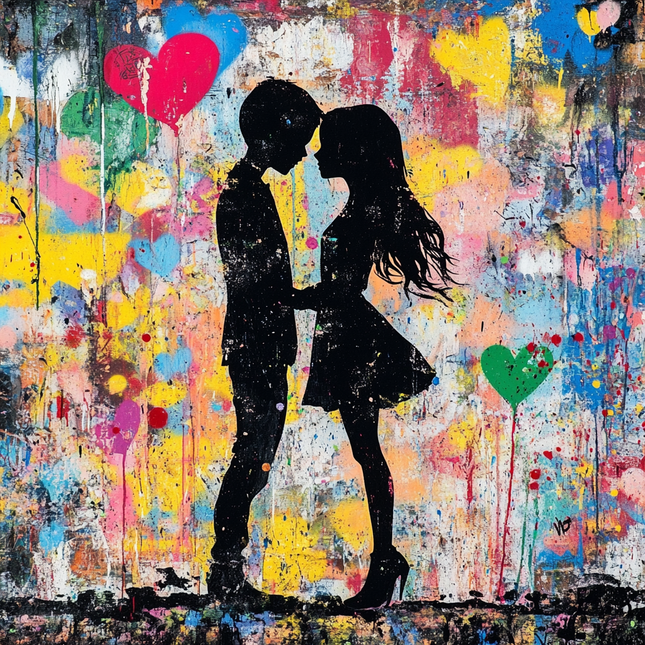 Schilderij 'Couple in Graffiti'