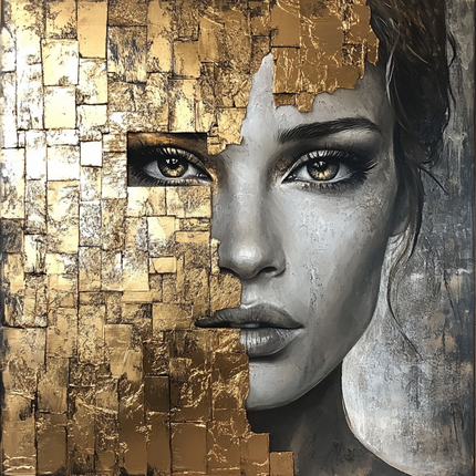 Schilderij 'Bladgoud Vrouw 2.0'
