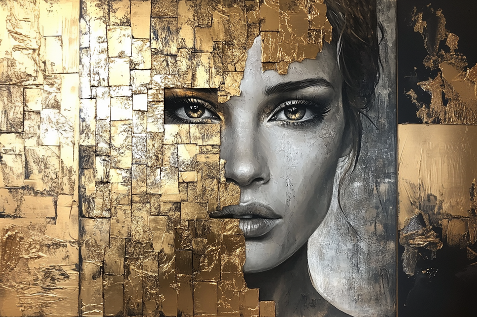 Schilderij 'Bladgoud Vrouw 2.0'