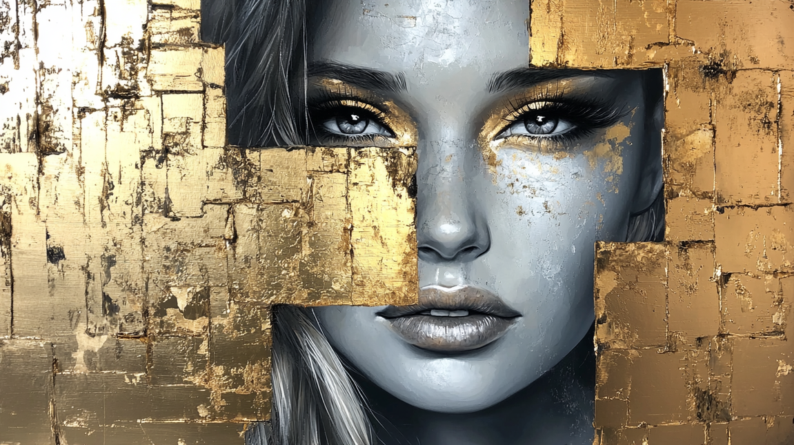 Schilderij 'Bladgoud Vrouw 4.0'