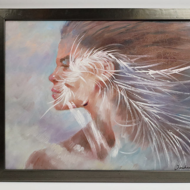 Handgeschilderd Schilderij 'Paard en Vrouw'