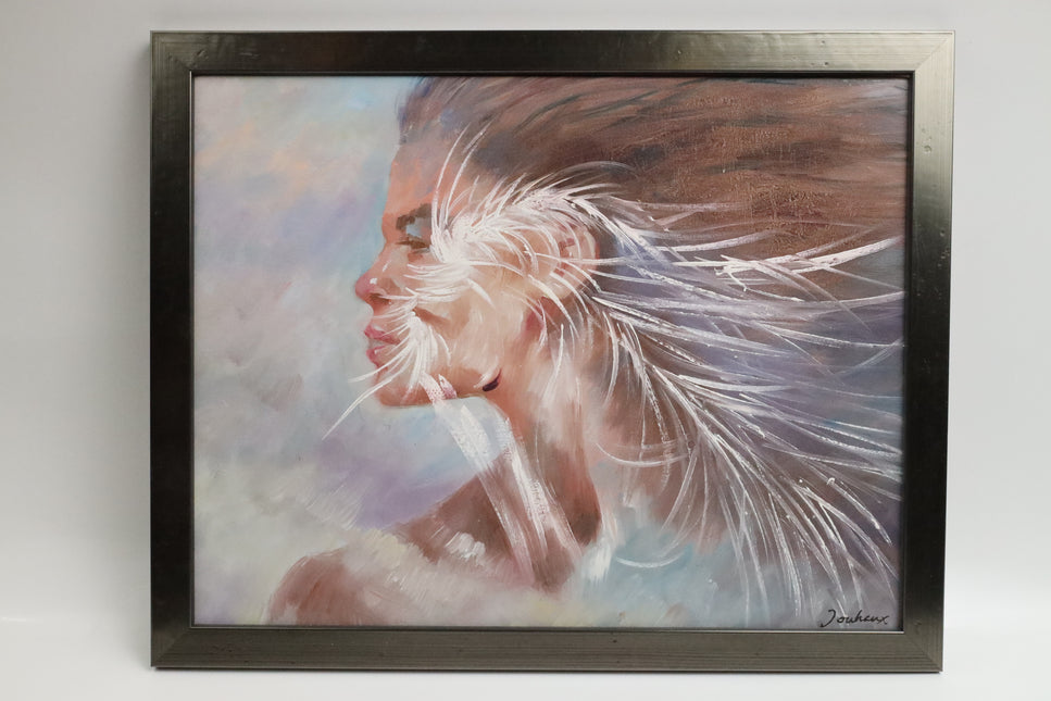 Handgeschilderd Schilderij 'Paard en Vrouw'