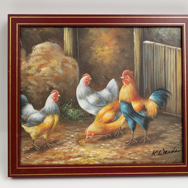 Handgeschilderd Schilderij 'Kippen'