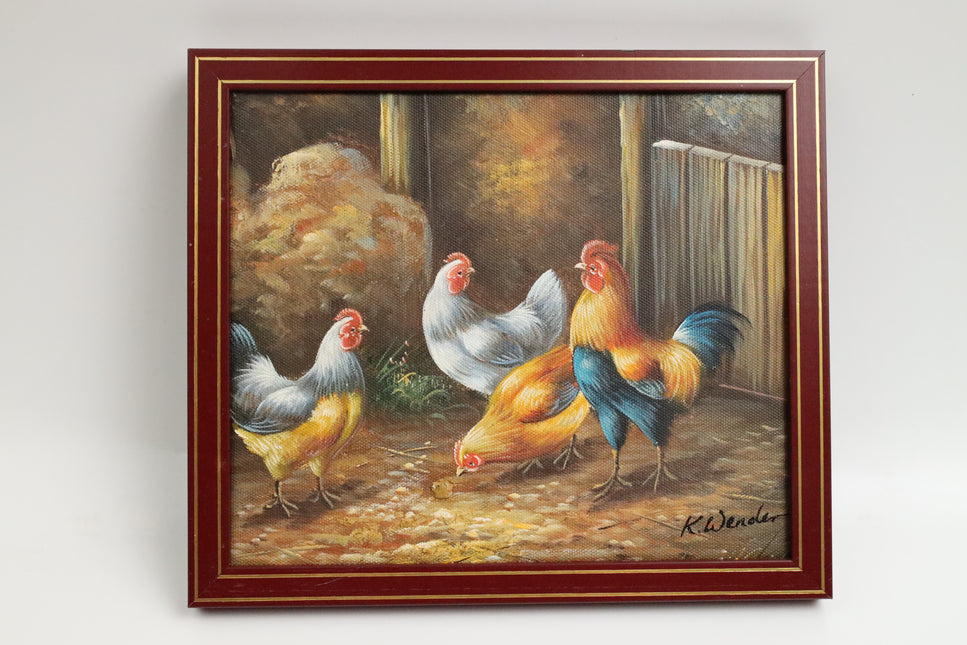 Handgeschilderd Schilderij 'Kippen'