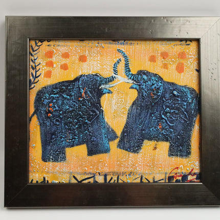 Handgeschilderd Schilderij 'Olifanten'