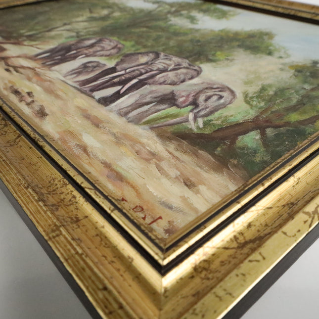 Handgeschilderd Schilderij 'Kudde Olifanten'