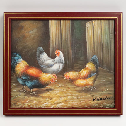 Handgeschilderd Schilderij 'Kippen'