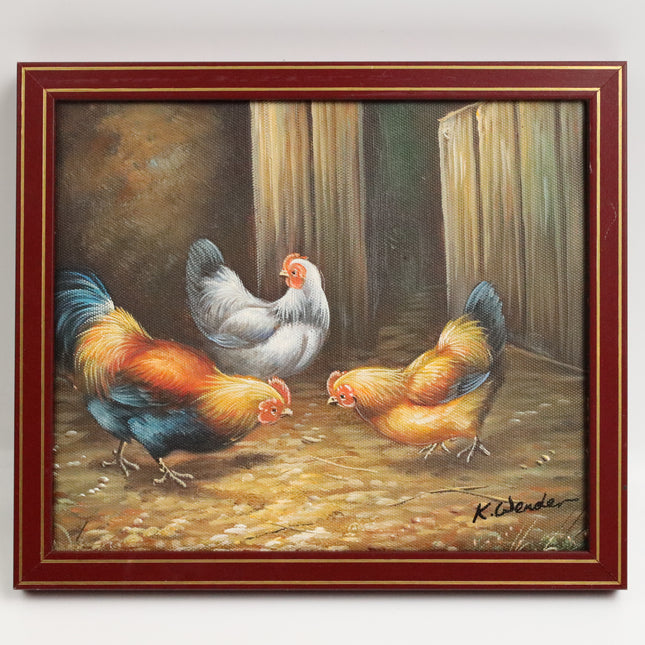 Handgeschilderd Schilderij 'Kippen'
