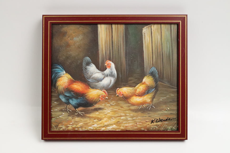Handgeschilderd Schilderij 'Kippen'