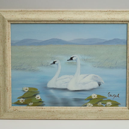 Handgeschilderd Schilderij 'Zwanen'