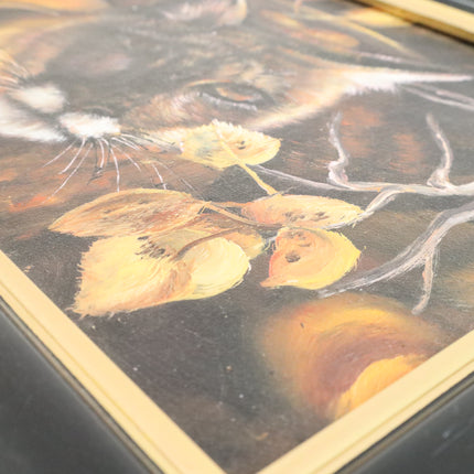 Handgeschilderd Schilderij 'Kat in de Herfst'