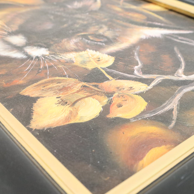 Handgeschilderd Schilderij 'Kat in de Herfst'