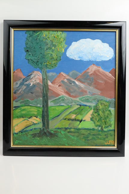 Handgeschilderd Schilderij 'Boom in Landschap'