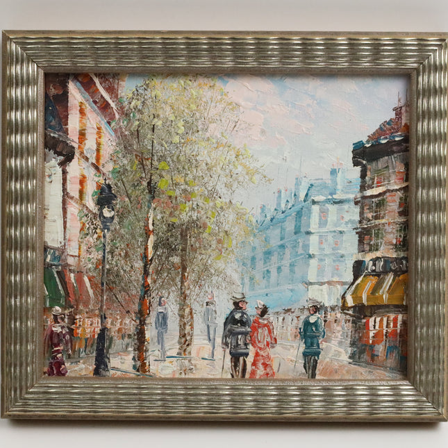 Handgeschilderd Schilderij 'Winkelstraat Parijs'