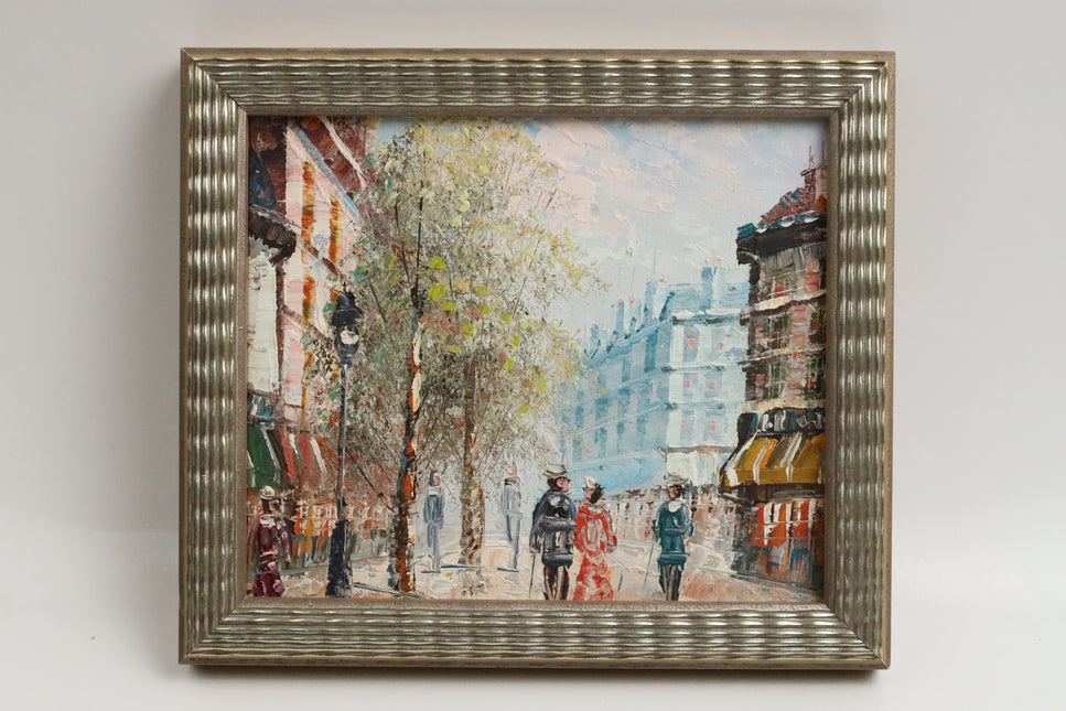 Handgeschilderd Schilderij 'Winkelstraat Parijs'