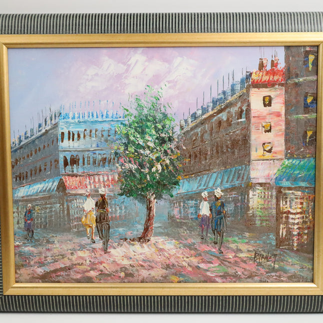 Handgeschilderd Schilderij 'Winkelstraat'