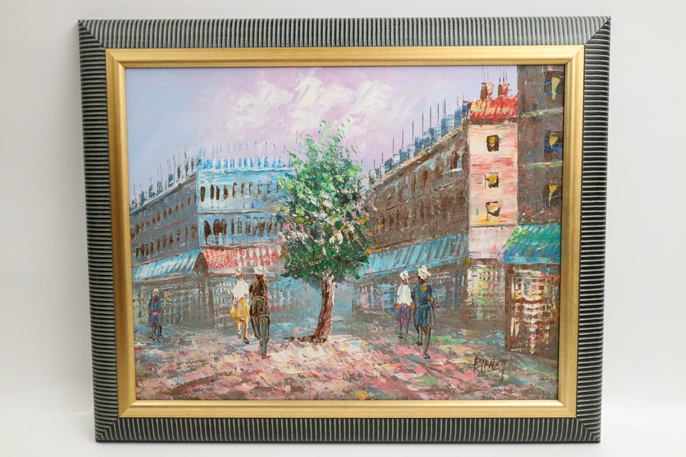Handgeschilderd Schilderij 'Winkelstraat'