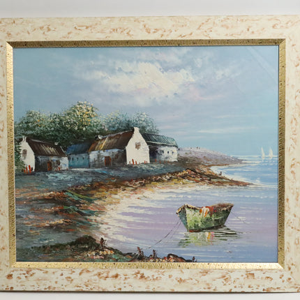 Handgeschilderd Schilderij 'Bootje aan de Kust'