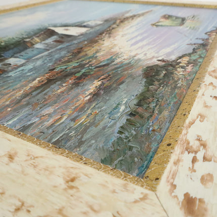 Handgeschilderd Schilderij 'Bootje aan de Kust'