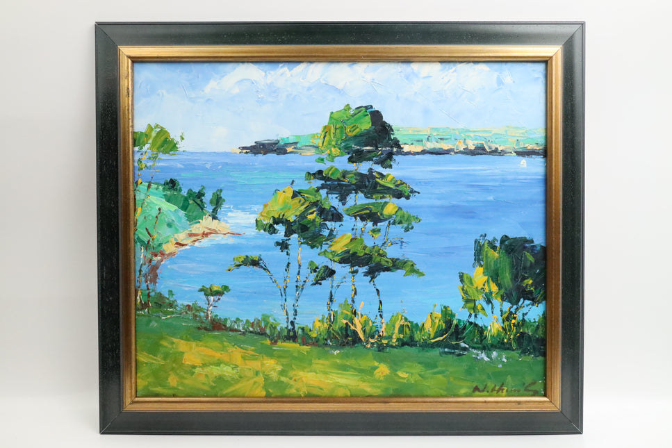 Handgeschilderd Schilderij 'Bomen aan het Water'