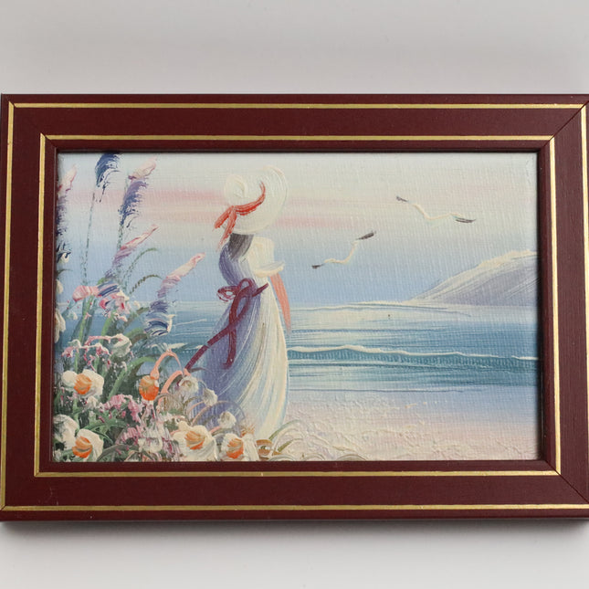 Handgeschilderd Schilderij 'Vrouw op het strand'