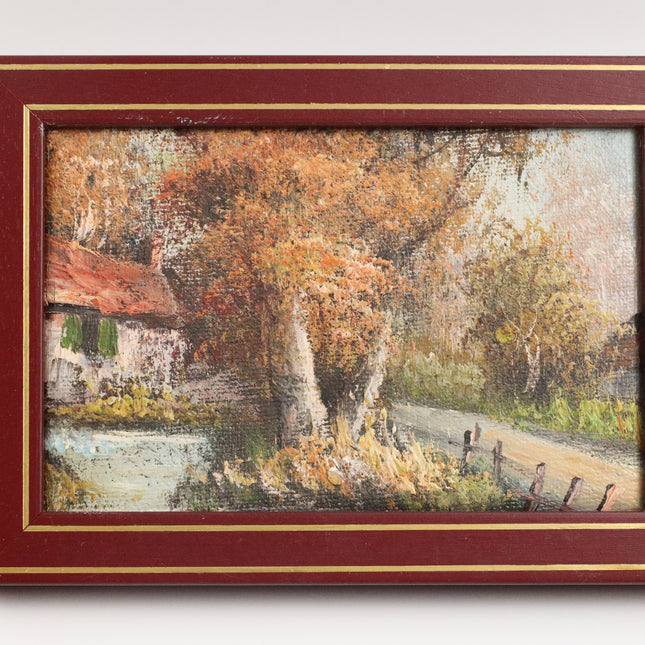 Handgeschilderd Schilderij 'Huisje aan bosrand'