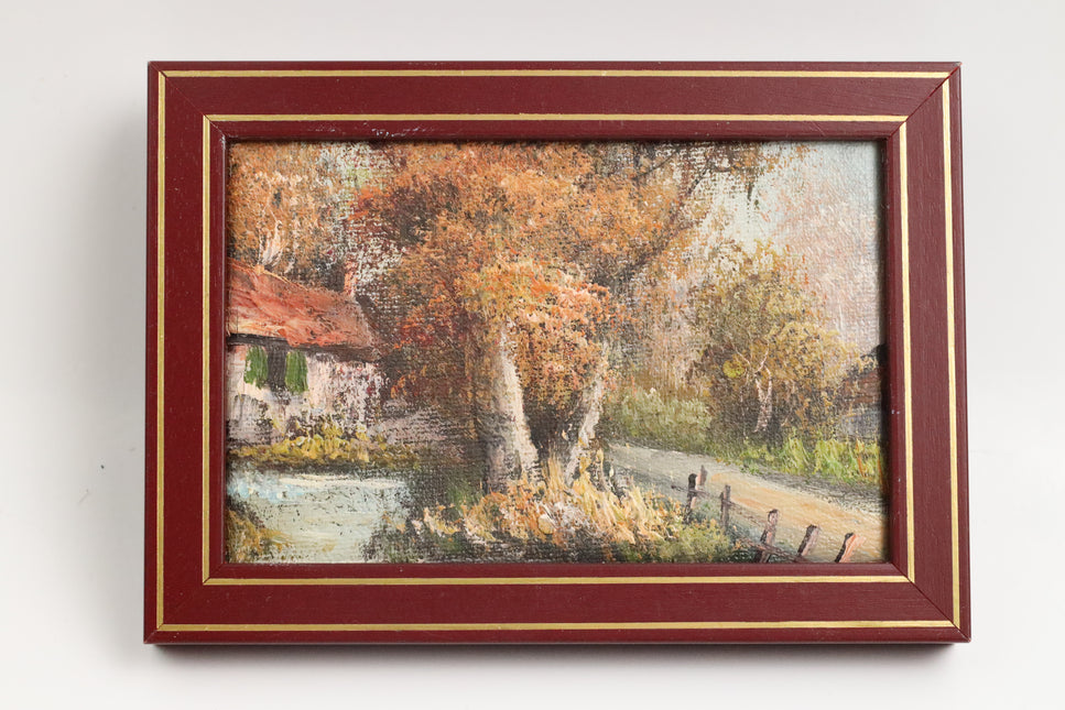 Handgeschilderd Schilderij 'Huisje aan bosrand'