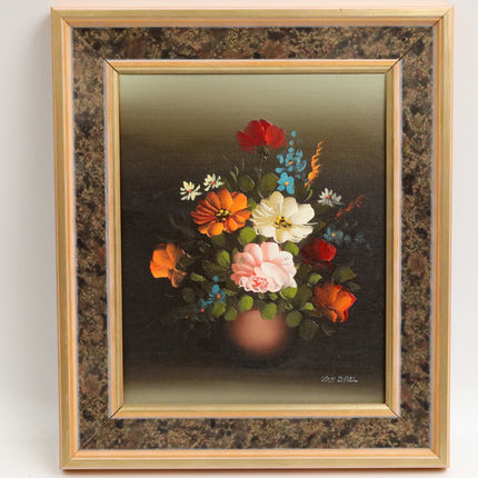 Handgeschilderd Schilderij 'Wit met Rode Bloemen'