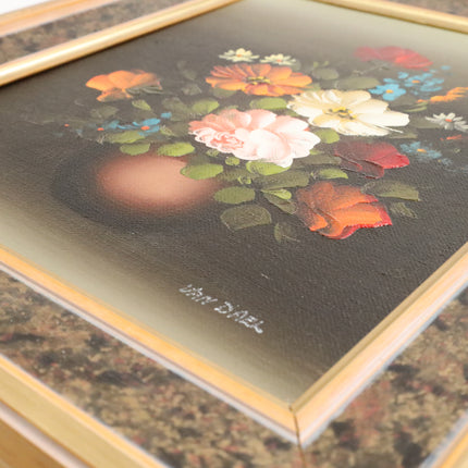 Handgeschilderd Schilderij 'Wit met Rode Bloemen'
