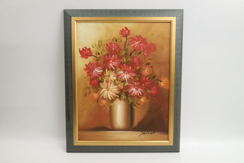 Handgeschilderd Schilderij 'Roze Bloemen'