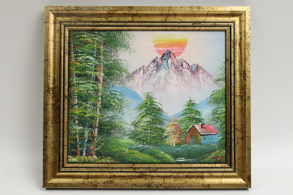 Handgeschilderd Schilderij 'Huis in het Bos'