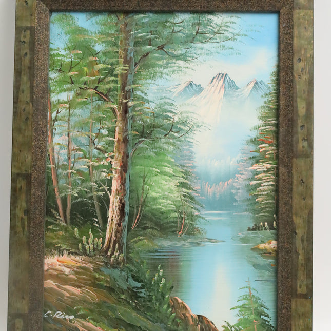 Handgeschilderd Schilderij 'Boom aan het Water'