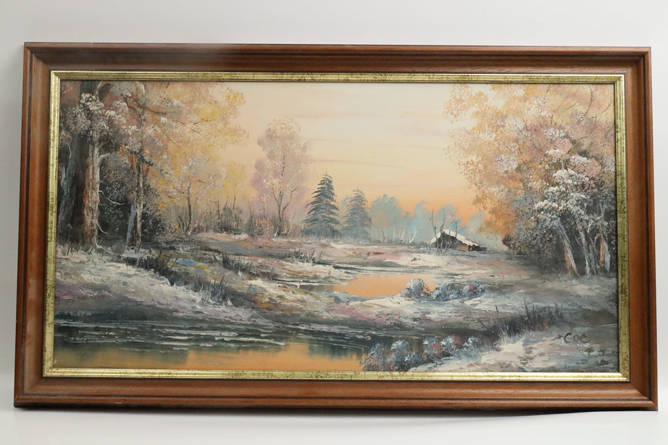 Handgeschilderd Schilderij 'Winteruitzicht'