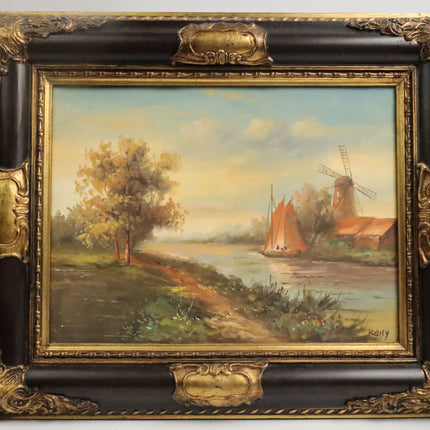 Handgeschilderd Schilderij 'Rivier aan de molen'