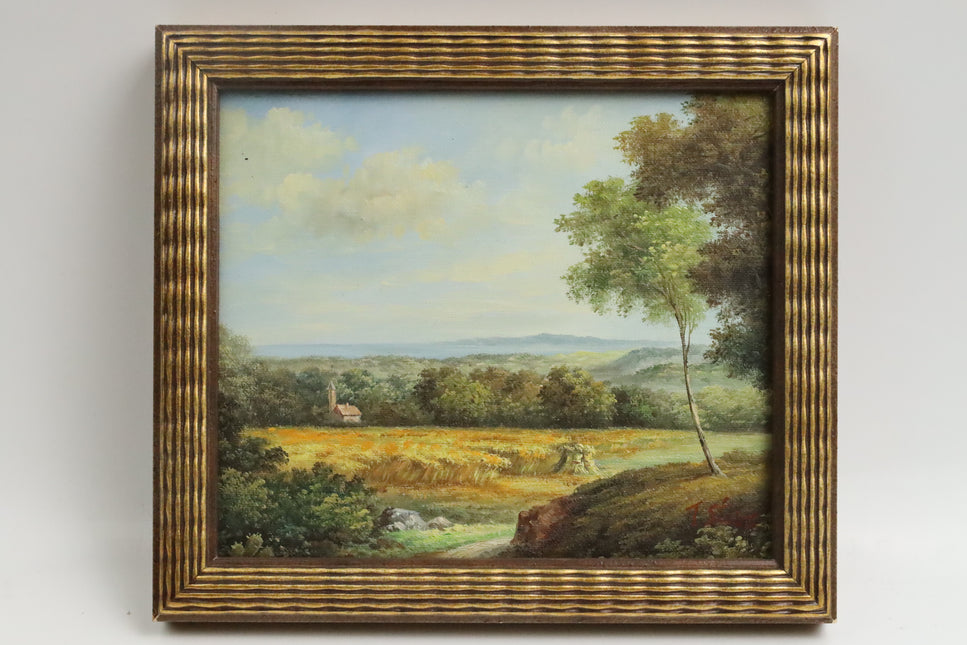 Handgeschilderde Schilderij 'Platteland uitzicht'