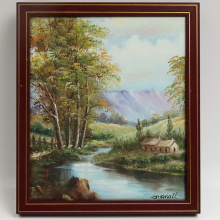 Handgeschilderd Schilderij 'Huisje aan de rivier'