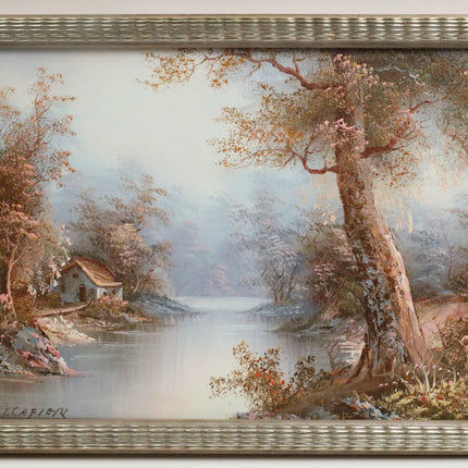 Handgeschilderd Schilderij 'Huisje in het Bos'