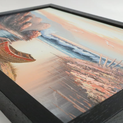 Handgeschilderd Schilderij 'Bootjes aan de kust'