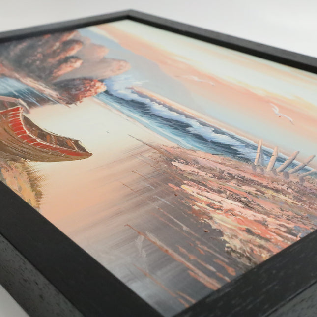 Handgeschilderd Schilderij 'Bootjes aan de kust'