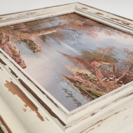 Handgeschilderd Schilderij 'Huisje aan de Rivier'