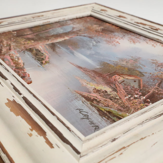 Handgeschilderd Schilderij 'Huisje aan de Rivier'